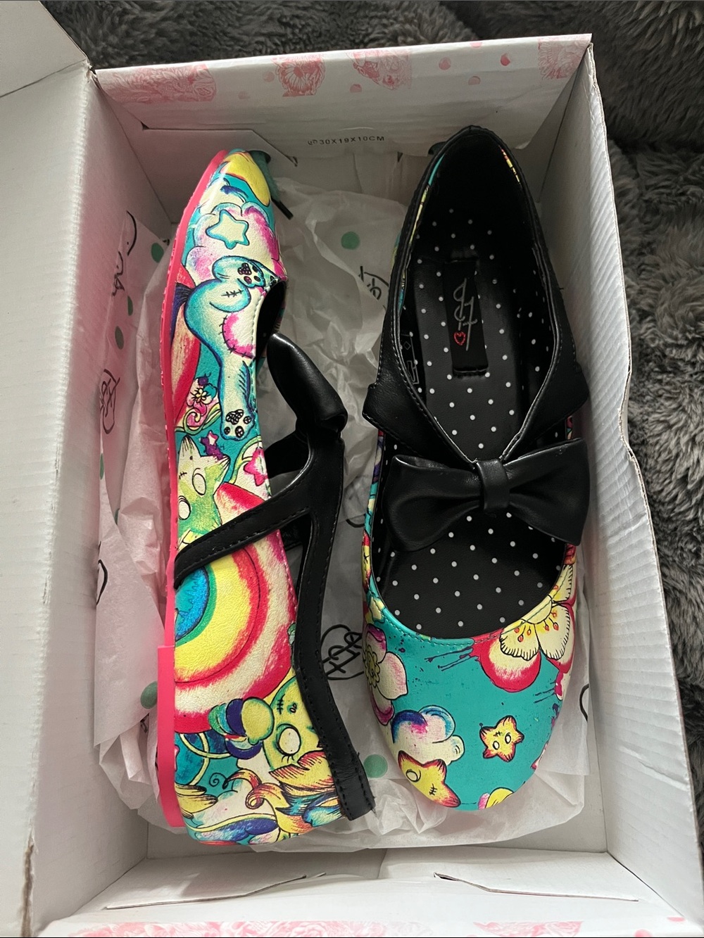 IRON FIST OVER THE RAINBOW Mary Jane Flats with Black Bow